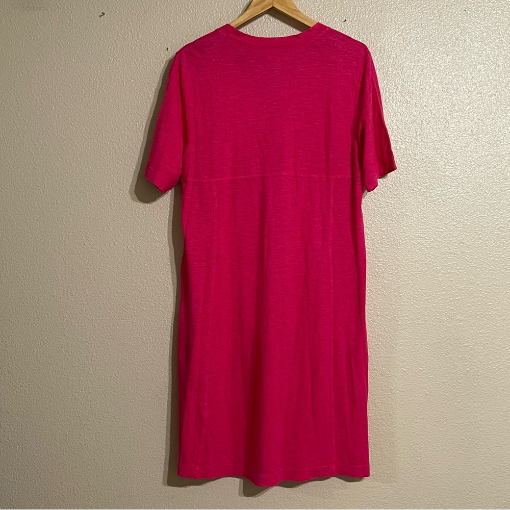 Eileen Fisher V Neck Shirt Dress Hem and Organic Cotton Pink - Picture 4 of 12